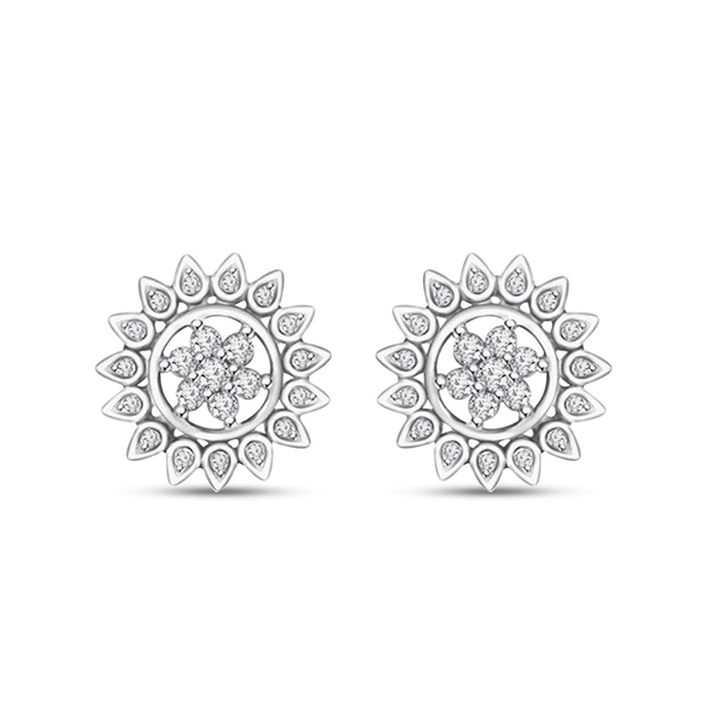 atjewels White Gold Over 925 Sterling Silver Round White Cubic Zirconia Engagement Stud Earrings MOTHER'S DAY SPECIAL OFFER - atjewels.in