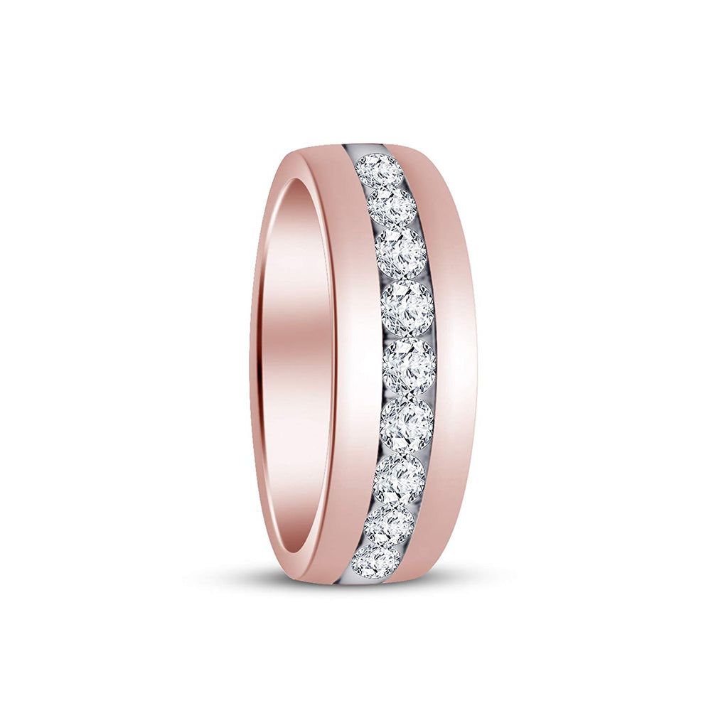 atjewels Round Cut White CZ 14k Rose Gold Over .925 Sterling Silver Wedding Band Ring For Women's and Girl's For Diwali Special - atjewels.in