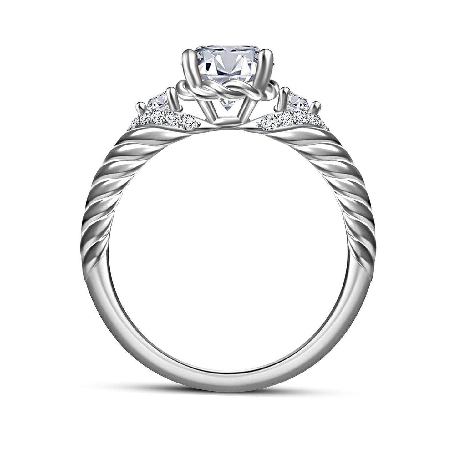 atjewels Round Cut White CZ .925 Sterling Silver  A3 Princess Engagement Ring For Women's and Girl's For Diwali Special - atjewels.in