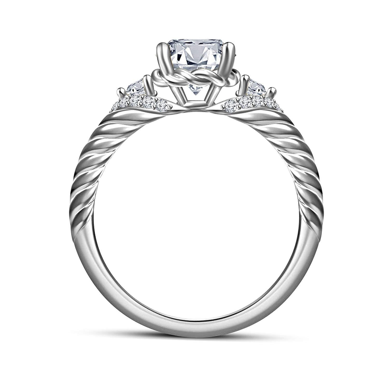 atjewels Round Cut White CZ .925 Sterling Silver  A3 Princess Engagement Ring For Women's and Girl's For Diwali Special - atjewels.in
