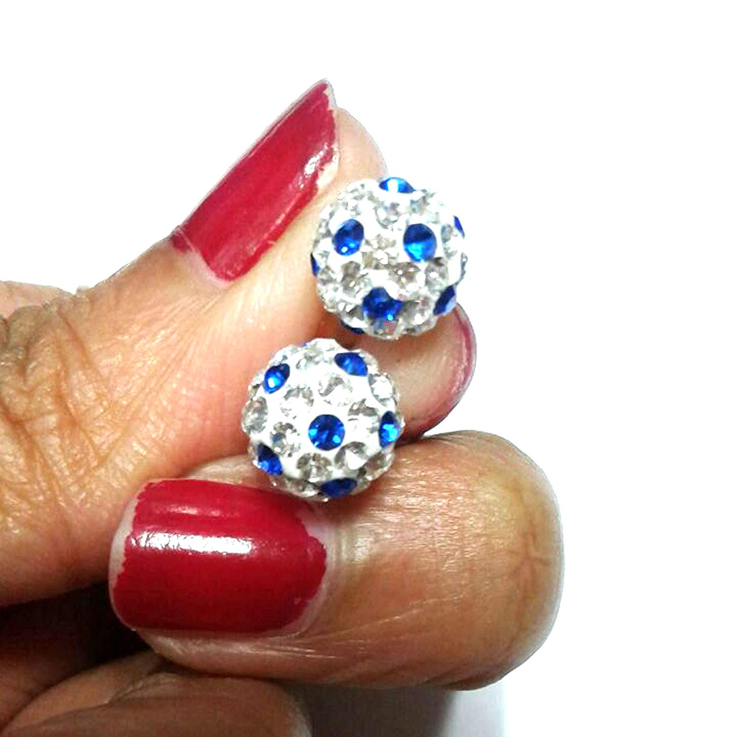 atjewels Round Cut Crystal Sterling Silver Pave Ball Stud Earrings, 8MM Crystal Fireball Disco Ball Earrings 1 Pair For Girl's and Women's Fancy Party Wear EarringsMOTHER'S DAY SPECIAL OFFER - atjewels.in