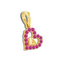 atjewels 18K Yellow Gold Over 925 Silver Pink Sapphire Double Heart Pendant MOTHER'S DAY SPECIAL OFFER - atjewels.in