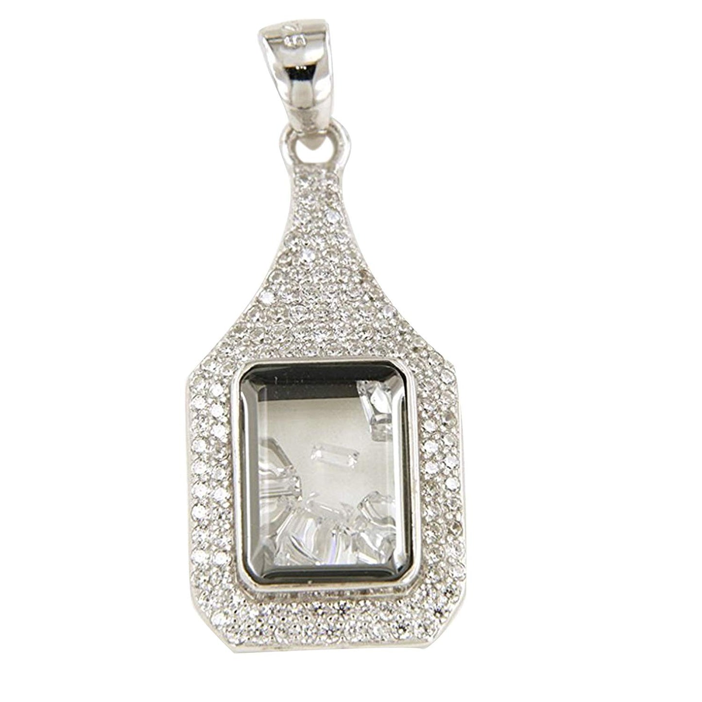 atjewels Round & Baguette White CZ .925 Sterling Silver Dancing Diamond Pendant For Girl's & Women's For MOTHER'S DAY SPECIAL OFFER - atjewels.in