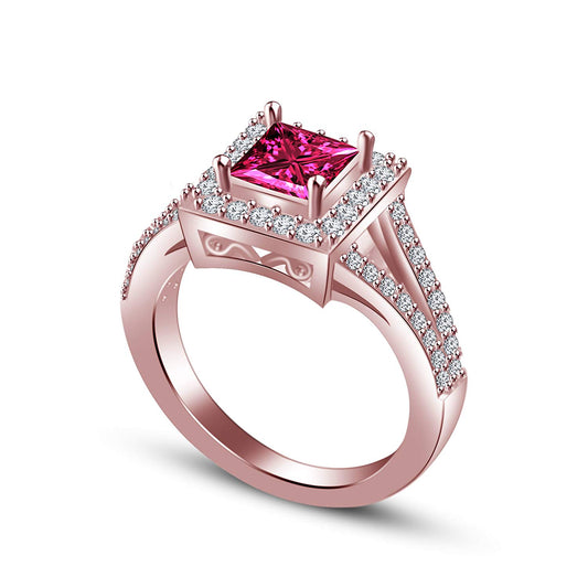 atjewels 2.36 TCW 14K Rose Gold Over 925 Silver Pink Sapphire Solitaire Engagement Ring MOTHER'S DAY SPECIAL OFFER - atjewels.in