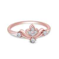 atjewels 14K Rose Gold on 925 Silver Round White CZ Lotus Engagement Ring MOTHER'S DAY SPECIAL OFFER - atjewels.in