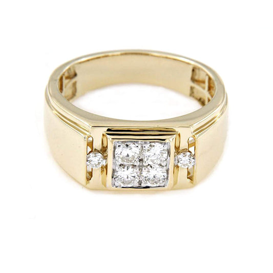 atjewels 18K Yellow Gold Over .925 Sterling Silver Men's Anniversary Band Ring White CZ MOTHER'S DAY SPECIAL OFFER - atjewels.in