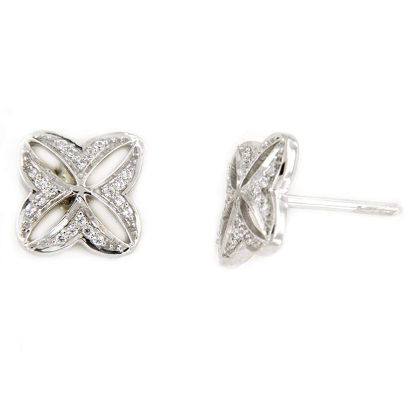 atjewels 18K White Gold Over 925 Sterling Siver White CZ Post Back Wedding Stud Earring MOTHER'S DAY SPECIAL OFFER - atjewels.in