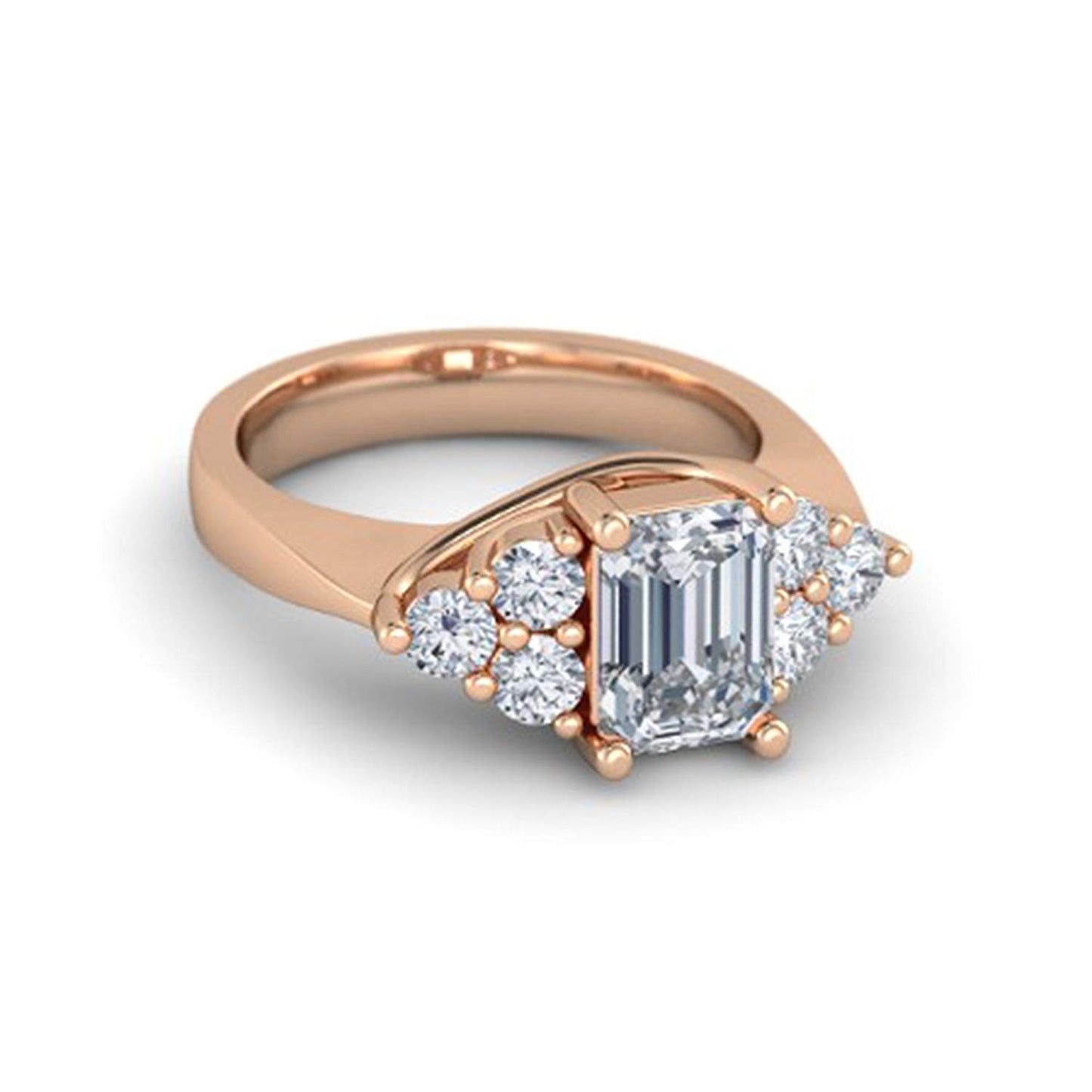 atjewels 18K Rose Gold Over 925 Silver Emerald and Round White CZ Engagement Ring MOTHER'S DAY SPECIAL OFFER - atjewels.in