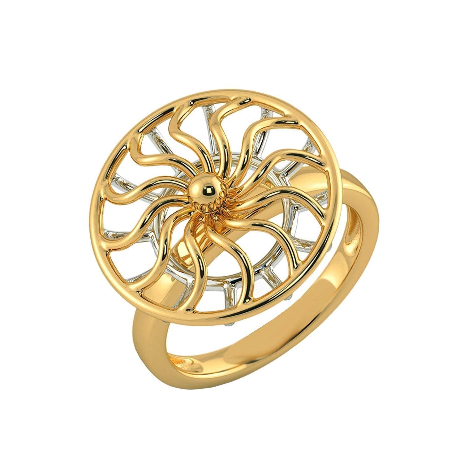 atjewels 14k Yellow Gold Over.925 Sterling Silver Wheel Ring For Unisex For Navratri Special - atjewels.in
