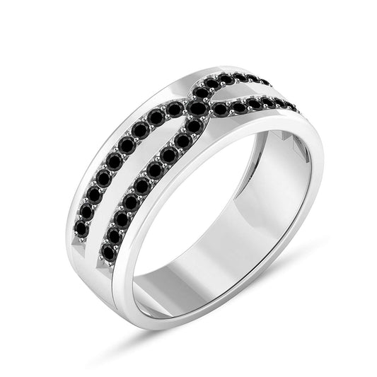 atjewels 14K White Gold Over 925 Silver Sterling Round Black Zirconia Engagement Ring MOTHER'S DAY SPECIAL OFFER - atjewels.in