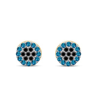 atjewels 14K White Gold on 925 Silver Round Blue and Black Zirconia Wedding Stud Earrings MOTHER'S DAY SPECIAL OFFER - atjewels.in