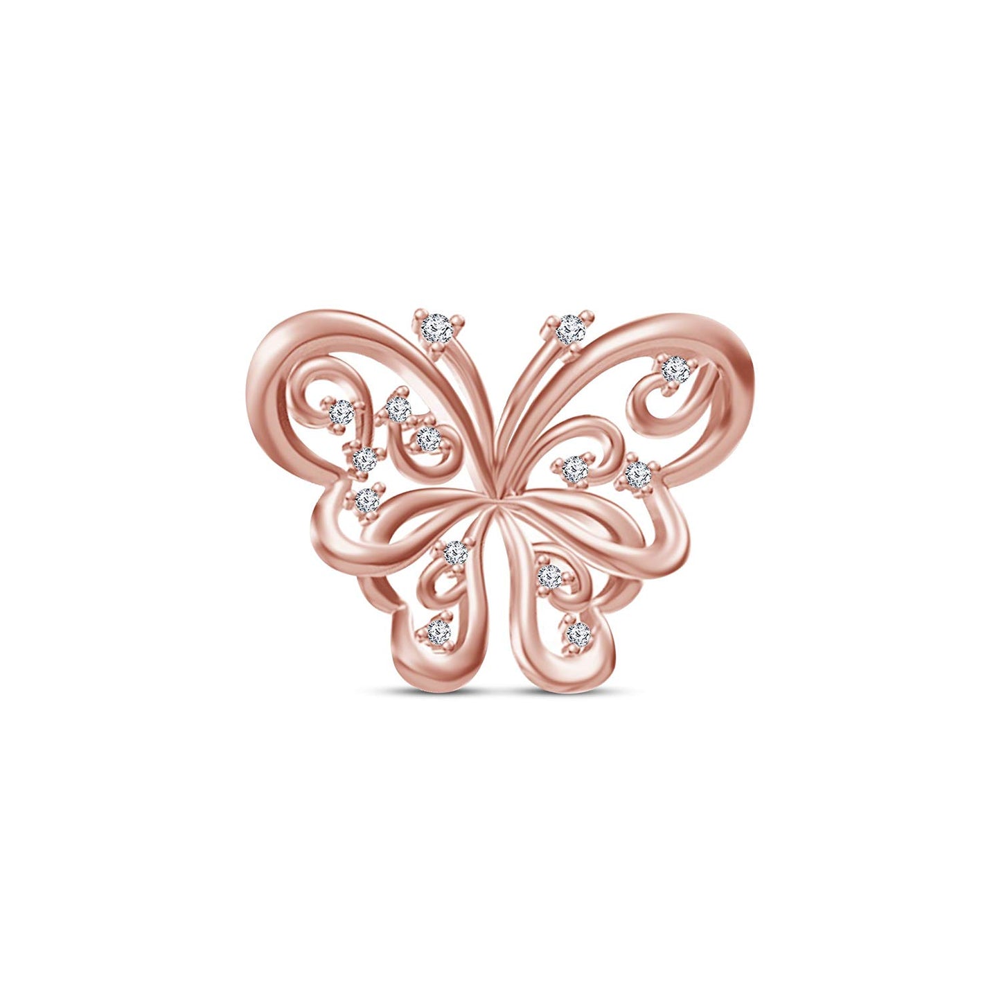 atjewels 18K Rose Gold Over 925 Sterling Round White CZ Butterfly Pendant MOTHER'S DAY SPECIAL OFFER - atjewels.in