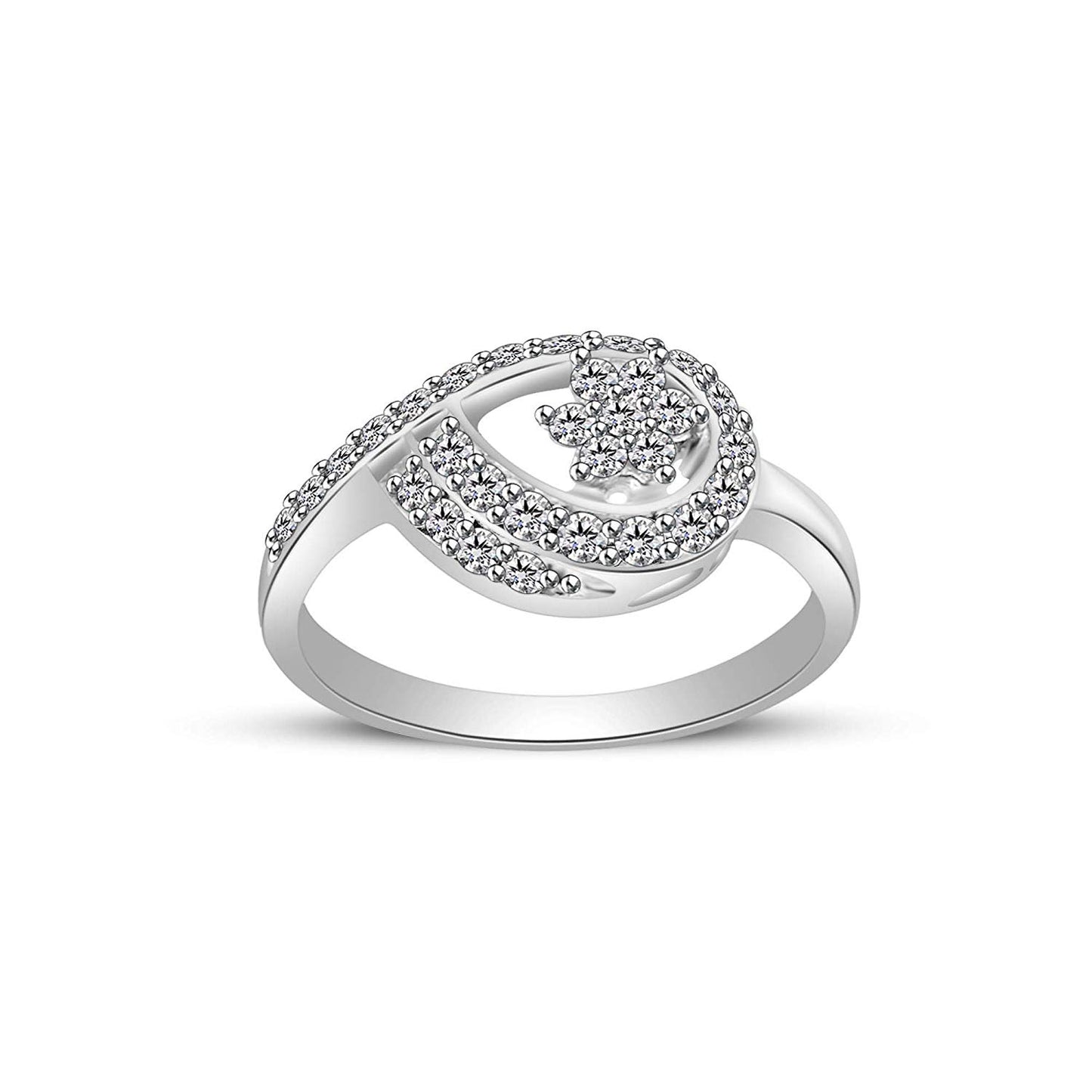 atjewels Round Cut White CZ .925 Sterling Silver Flower Ring For Girl's & Women's For Navratri Special - atjewels.in