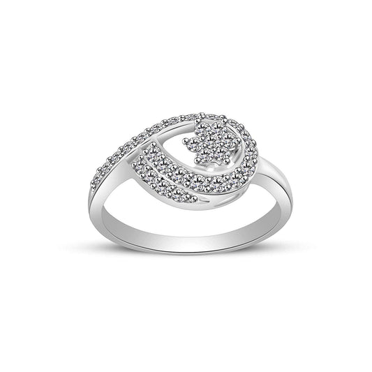 atjewels Round Cut White CZ .925 Sterling Silver Flower Ring For Girl's & Women's For Navratri Special - atjewels.in