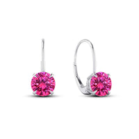 Women's Special atjewels White Gold Plated 925 Sterling Silver Round Cut Pink Sapphire Dangle Earrings MOTHER'S DAY SPECIAL OFFER - atjewels.in