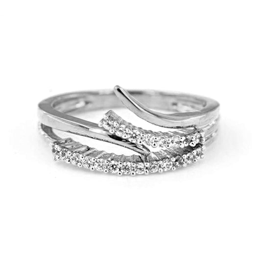 atjewels 0.5 CT White Zirconia with 18K Yellow Gold Over Sterling Round Bypass Flower Ring MOTHER'S DAY SPECIAL OFFER - atjewels.in