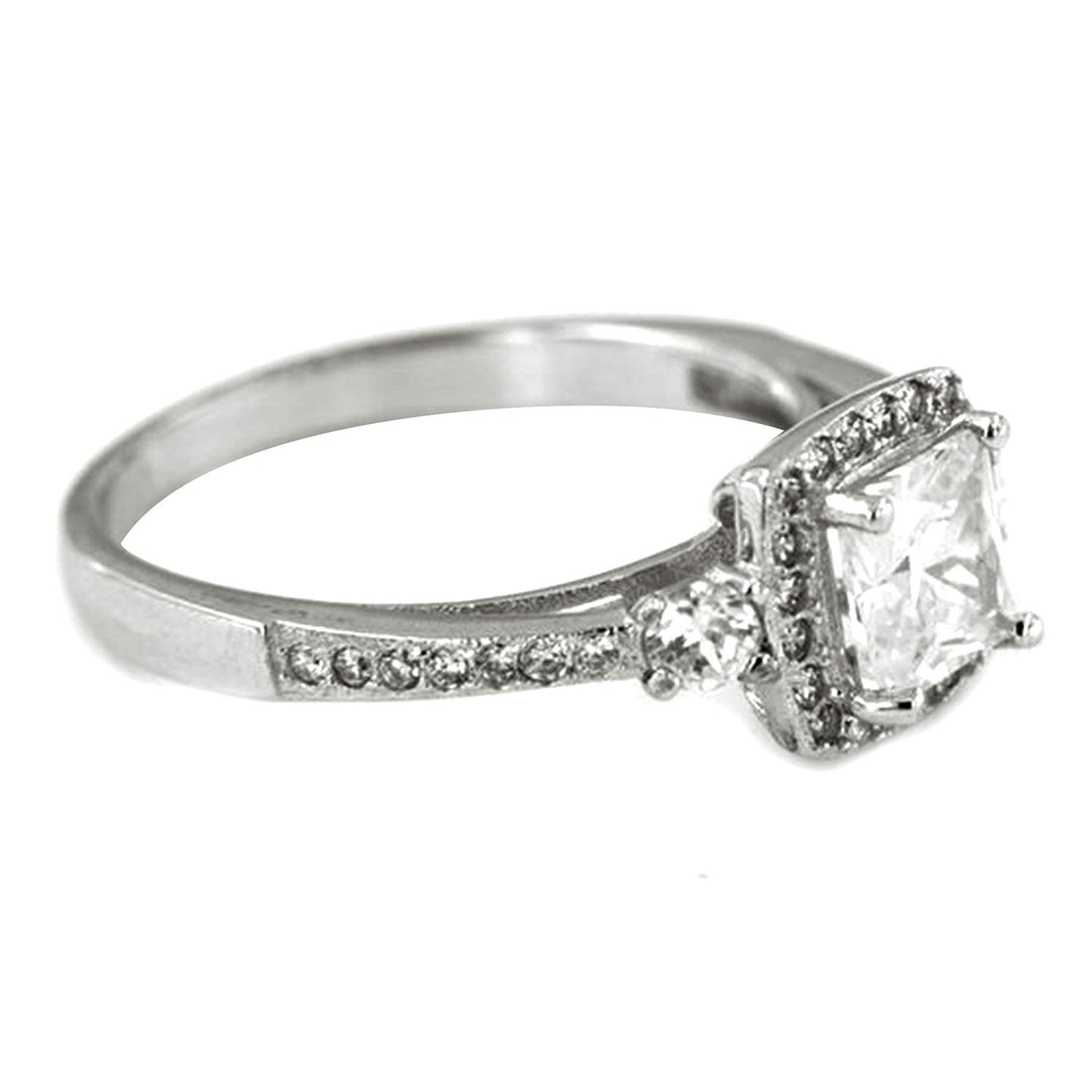 atjewels Round Cut White Cubic Zirconia .925 Sterling Silver Solitaire w/ Accents Engagement Ring For Women's MOTHER'S DAY SPECIAL OFFER - atjewels.in