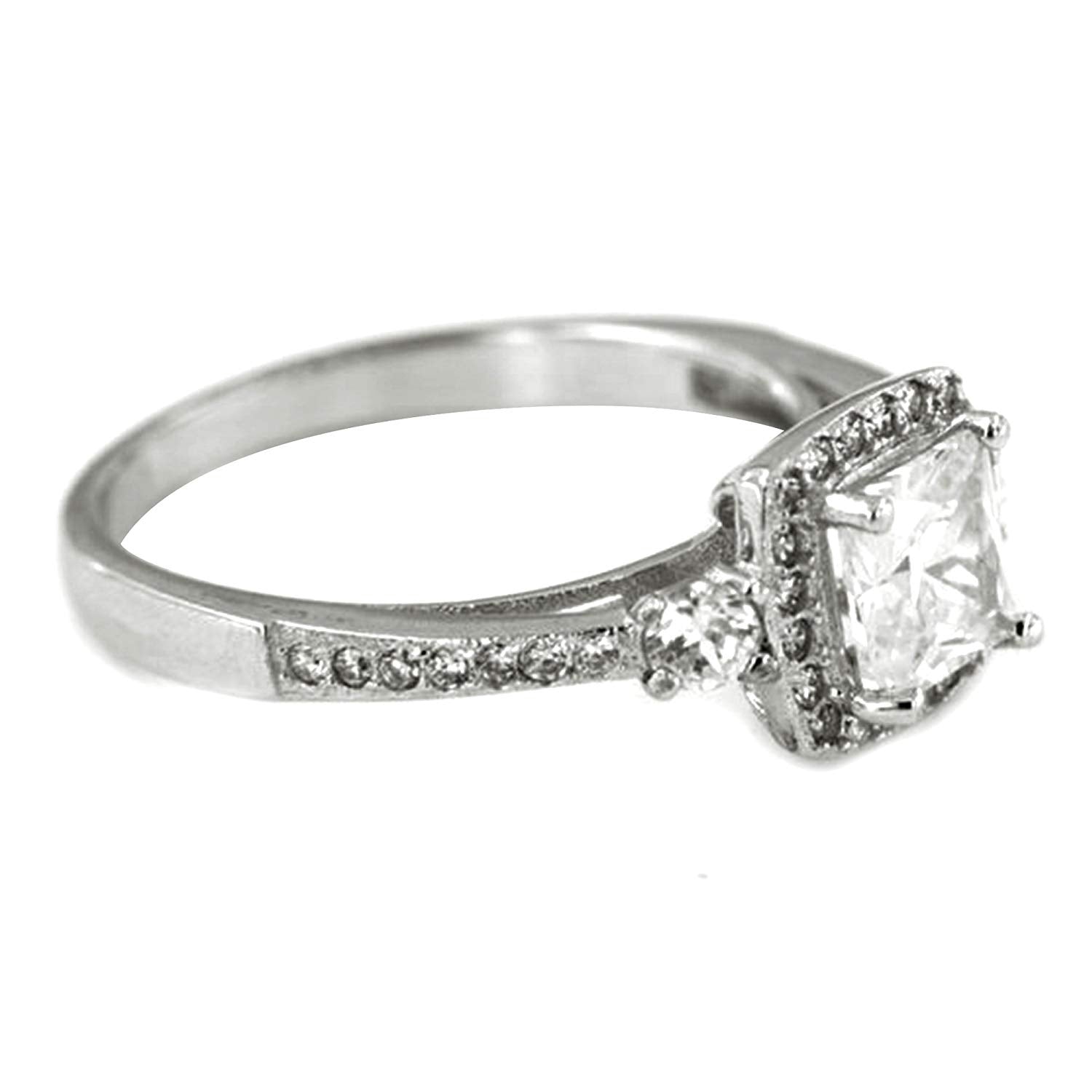atjewels Round Cut White Cubic Zirconia .925 Sterling Silver Solitaire w/ Accents Engagement Ring For Women's MOTHER'S DAY SPECIAL OFFER - atjewels.in