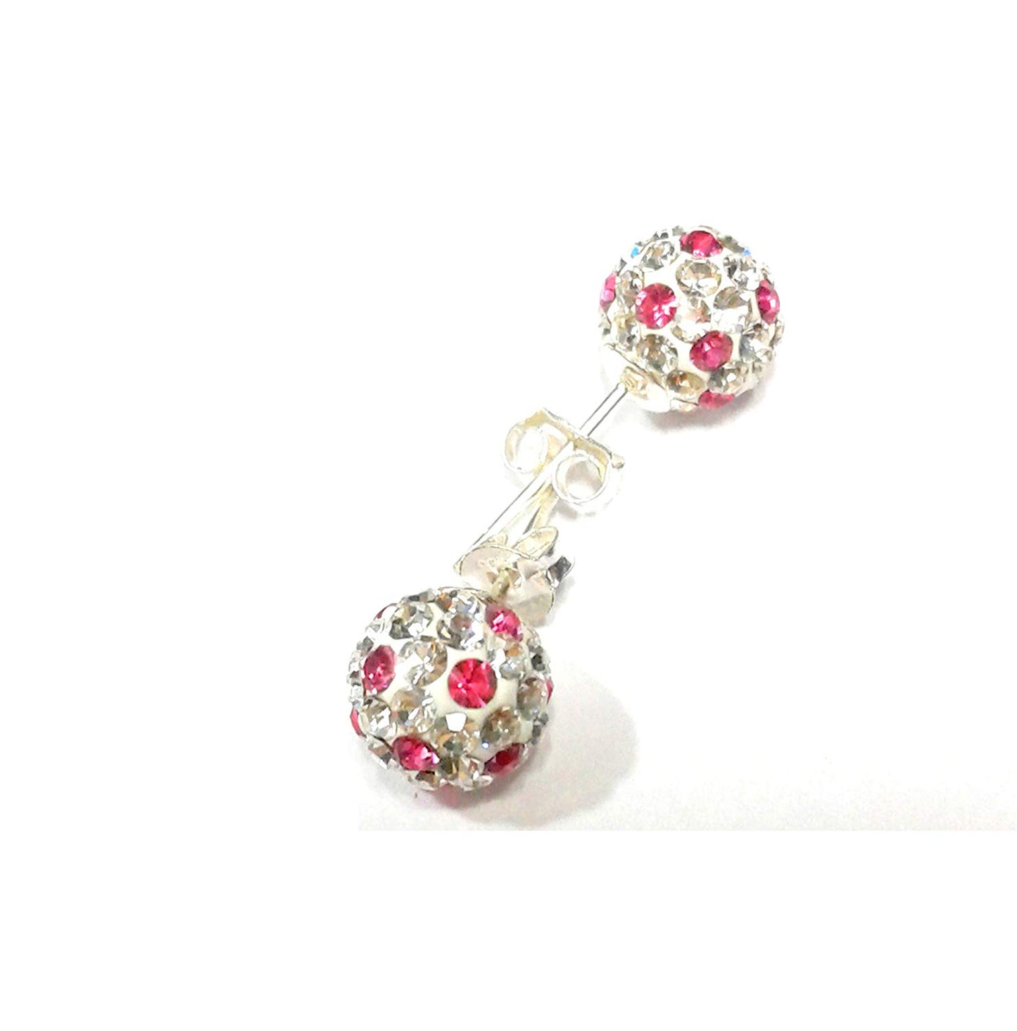 atjewels Round Cut Crystal Sterling Silver Pave Ball Stud Earrings, 8MM Crystal Fireball Disco Ball Earrings 1 Pair For Girl's and Women's Fancy Party Wear EarringsMOTHER'S DAY SPECIAL OFFER - atjewels.in