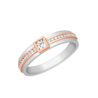 atjewels 14K Two Tone Gold Over .925 Sterling Silver Round White CZ Solitaire w/Accents Ring (7) MOTHER'S DAY SPECIAL OFFER - atjewels.in