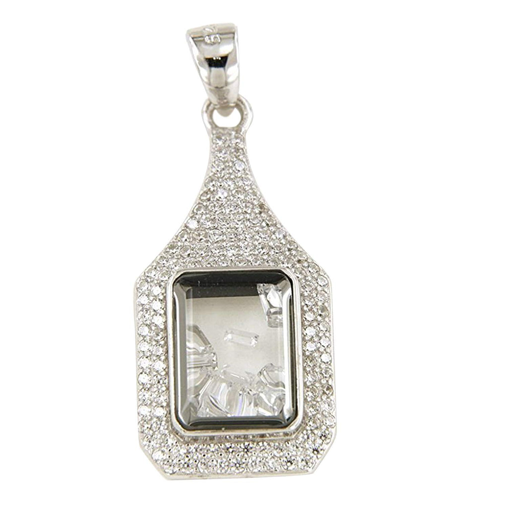 atjewels Round & Baguette White CZ .925 Sterling Silver Dancing Diamond Pendant For Girl's & Women's For MOTHER'S DAY SPECIAL OFFER - atjewels.in
