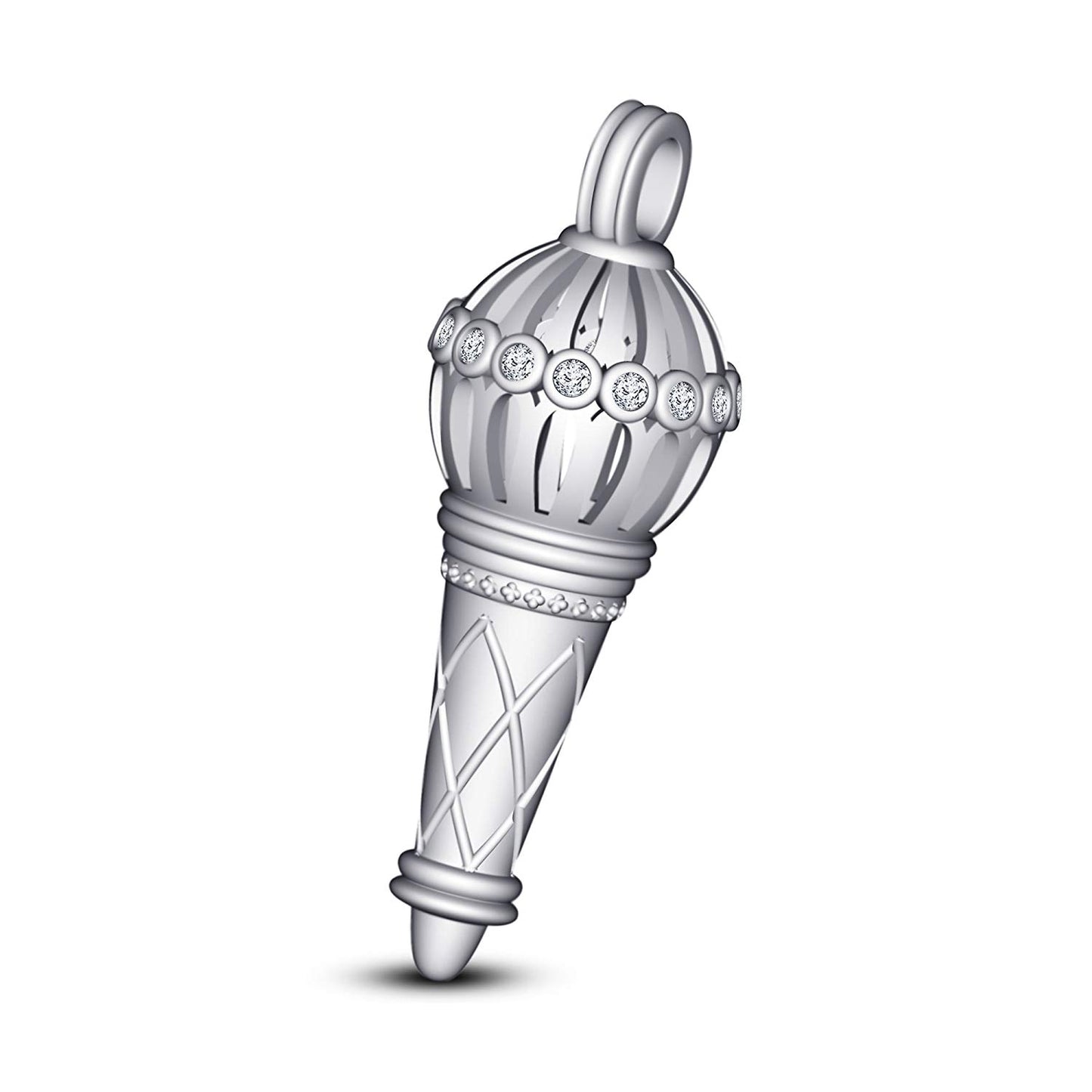 Anopchand Men's 18k White Gold On .925 Silver Hanuman Ji Ki Gadha Pendant - atjewels.in
