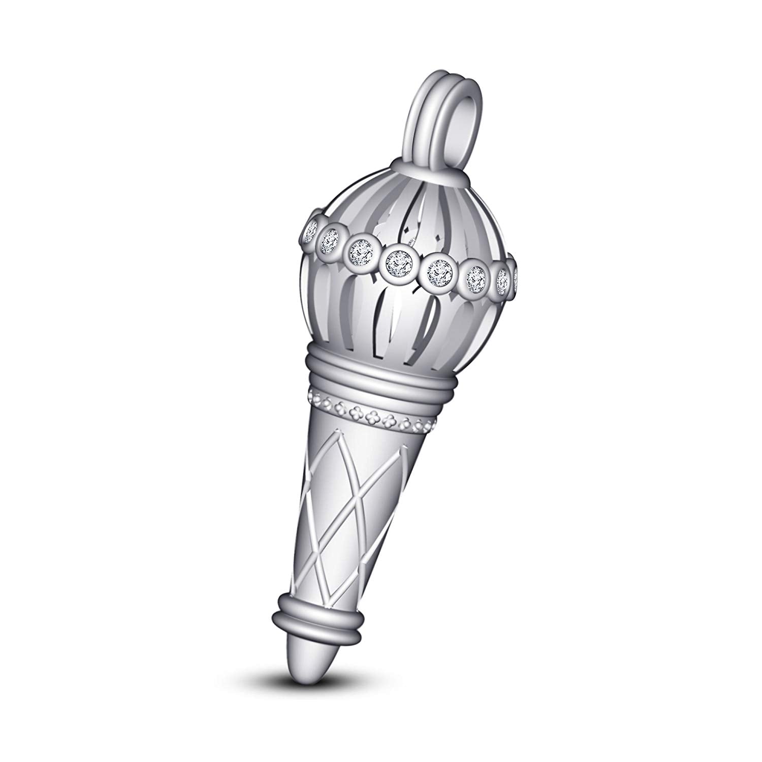 Anopchand Men's 18k White Gold On .925 Silver Hanuman Ji Ki Gadha Pendant - atjewels.in