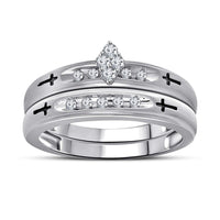 atjewels 14K White Gold Over 925 Sterling Silver White Cubic Zirconia Cocktail Bridal Ring Set Free Size MOTHER'S DAY SPECIAL OFFER - atjewels.in
