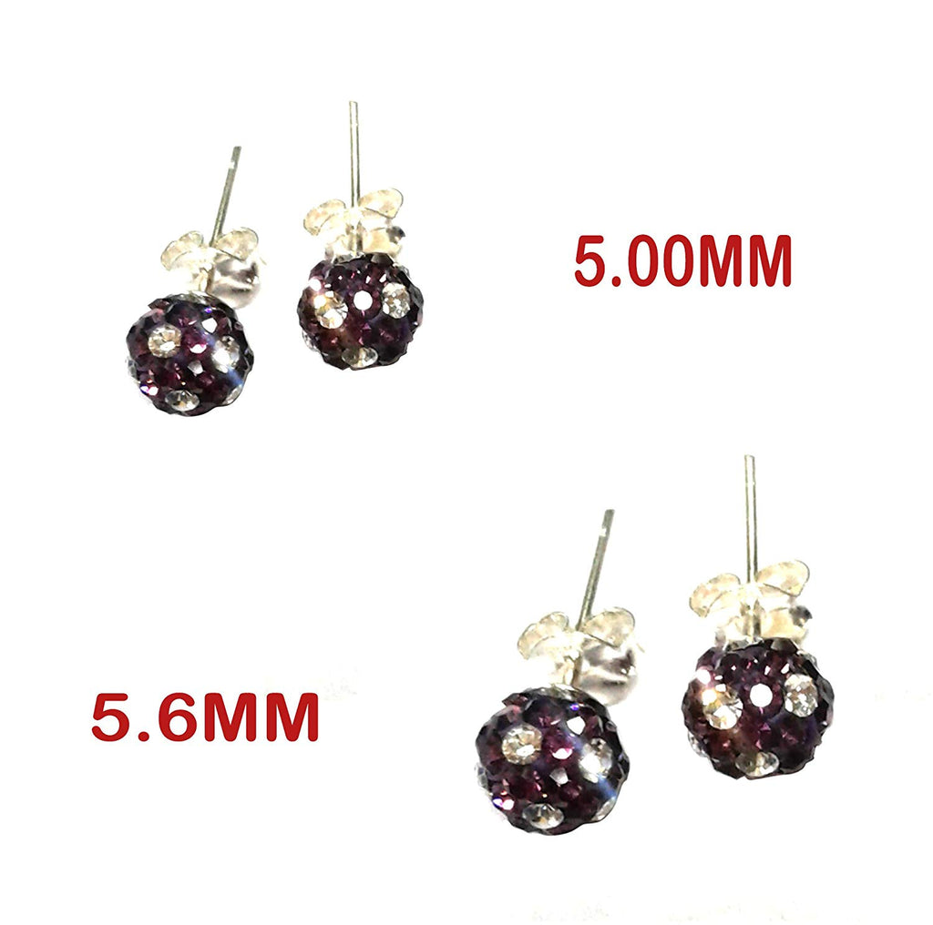 atjewels Round Cut Crystal Sterling Silver Pave Ball Stud Earrings, Crystal Fireball Disco Ball Earrings 1 Pair For Girl's and Women's Fancy Party Wear Earrings - atjewels.in