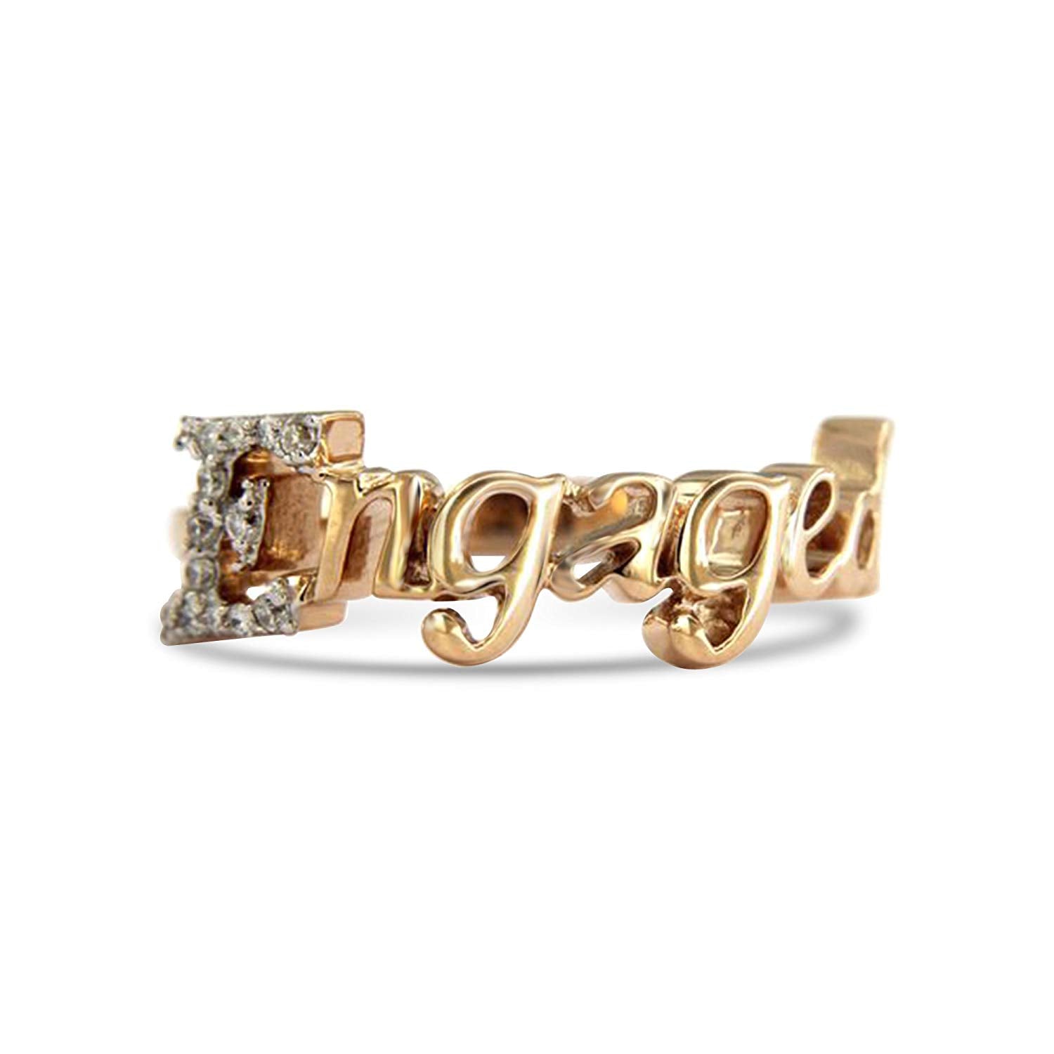 atjewels Engaged Ring in 14K Rose Gold Over 925 Sterling Silver Round White Zirconia MOTHER'S DAY SPECIAL OFFER - atjewels.in