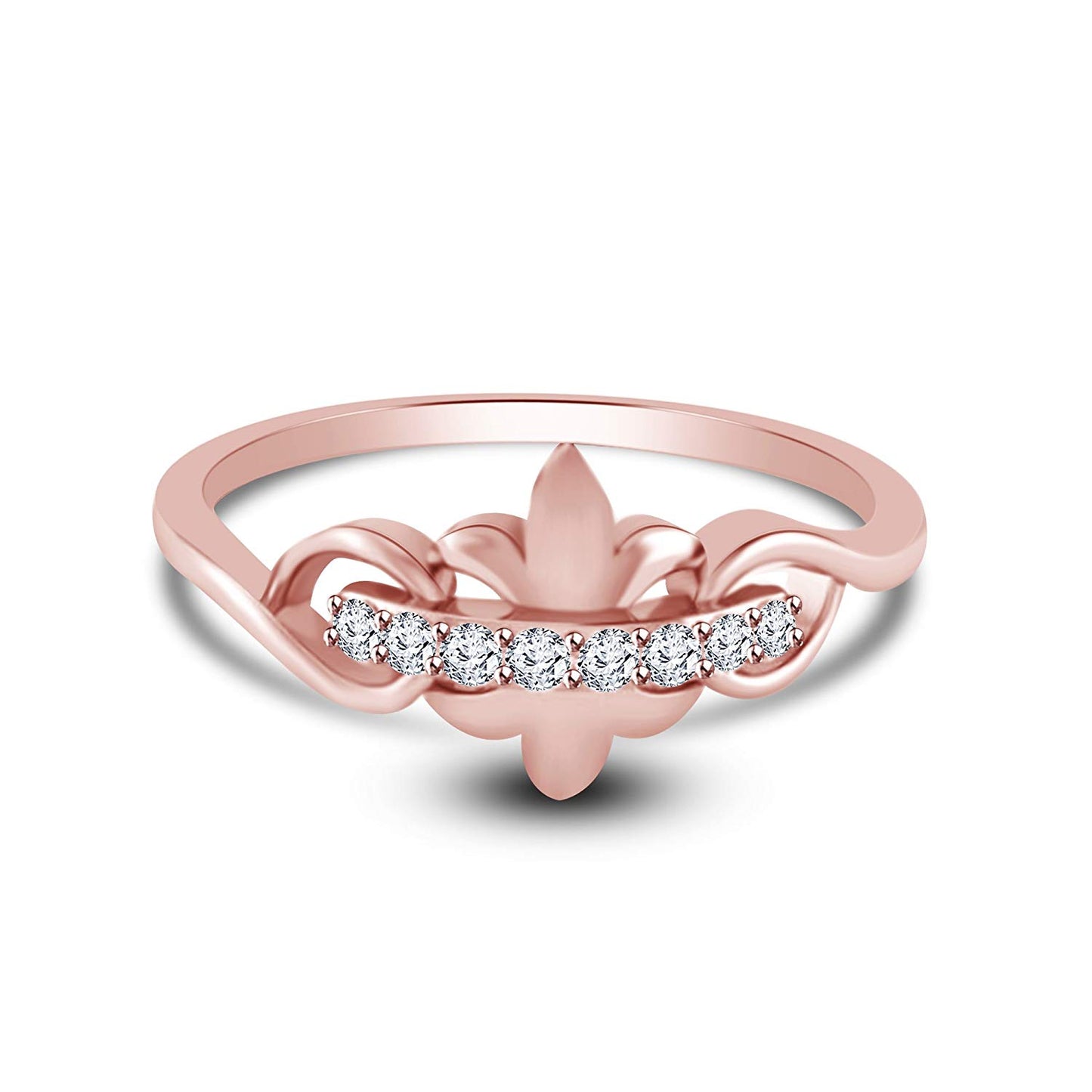 atjewels 14K Rose Gold on 925 Silver Round White CZ Fashion Ring For Women's MOTHER'S DAY SPECIAL OFFER - atjewels.in
