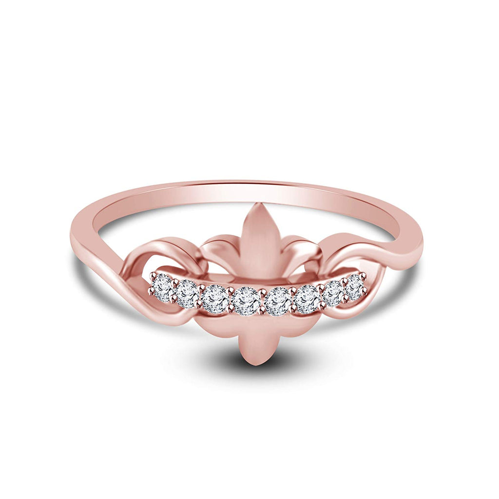 atjewels 14K Rose Gold on 925 Silver Round White CZ Fashion Ring For Women's MOTHER'S DAY SPECIAL OFFER - atjewels.in