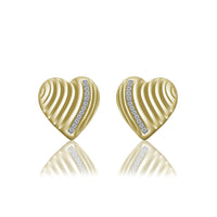 atjewels 14K Yellow Gold Over 925 Sterling Silver Round White CZ Heart Pendant and Earrings Set MOTHER'S DAY SPECIAL OFFER - atjewels.in