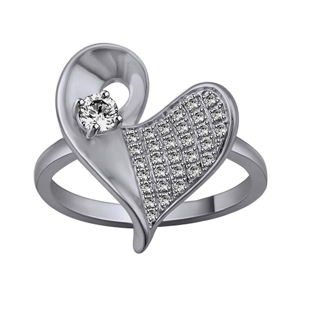 atjewels Round Cut White CZ .925 Sterling Silver Heart Ring For omen's and Girl's For Diwali Special - atjewels.in