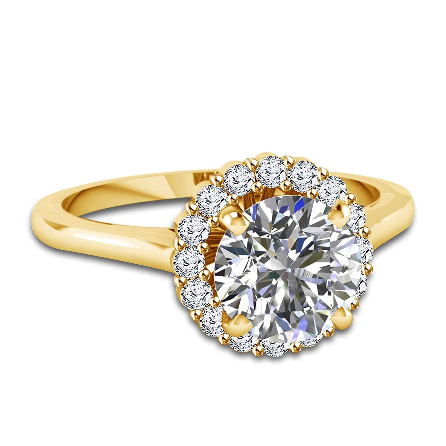 atjewels White CZ 18K Yellow Gold Over Sterling Silver Solitaire With Accents Ring For Women's MOTHER'S DAY SPECIAL OFFER - atjewels.in