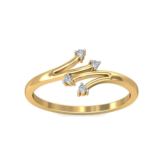 atjewels 14K Yellow Gold Over 925 Silver Round White CZ Bypass Ring For Women's MOTHER'S DAY SPECIAL OFFER - atjewels.in