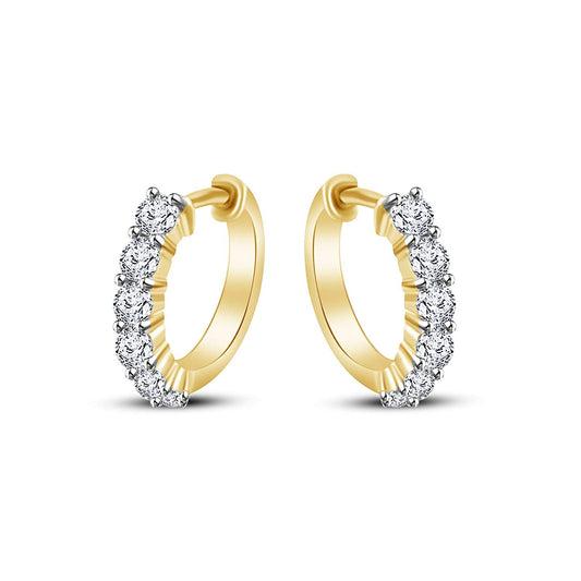 atjewels Offer Round White CZ Engagement Bali Earrings in 18k Yellow Gold Plated on 925 Sterling Silver MOTHER'S DAY SPECIAL OFFER - atjewels.in