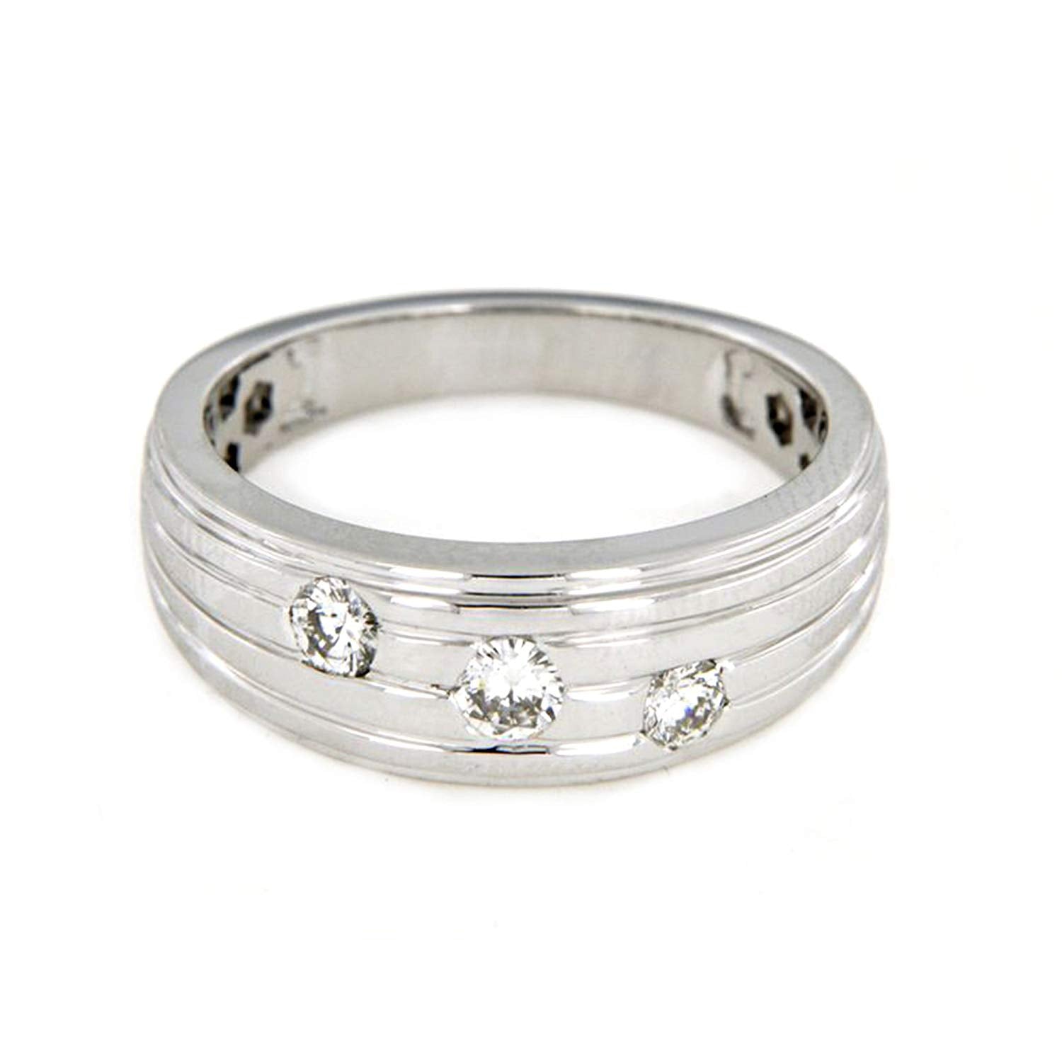 atjewels Round Cubic Zirconia Sterling Silver Three Stone Ring For Men's MOTHER'S DAY SPECIAL OFFER - atjewels.in
