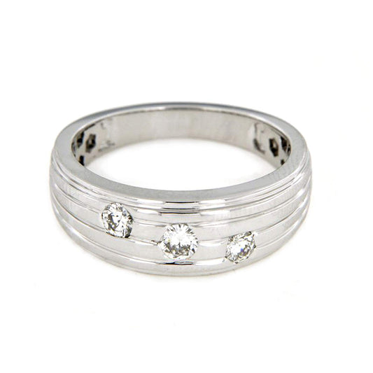 atjewels Round Cubic Zirconia Sterling Silver Three Stone Ring For Men's MOTHER'S DAY SPECIAL OFFER - atjewels.in