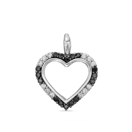 atjewels Heart Pendant in 14k White Over 925 Sterling Silver Round White and Black Zirconia For Women's MOTHER'S DAY SPECIAL OFFER - atjewels.in
