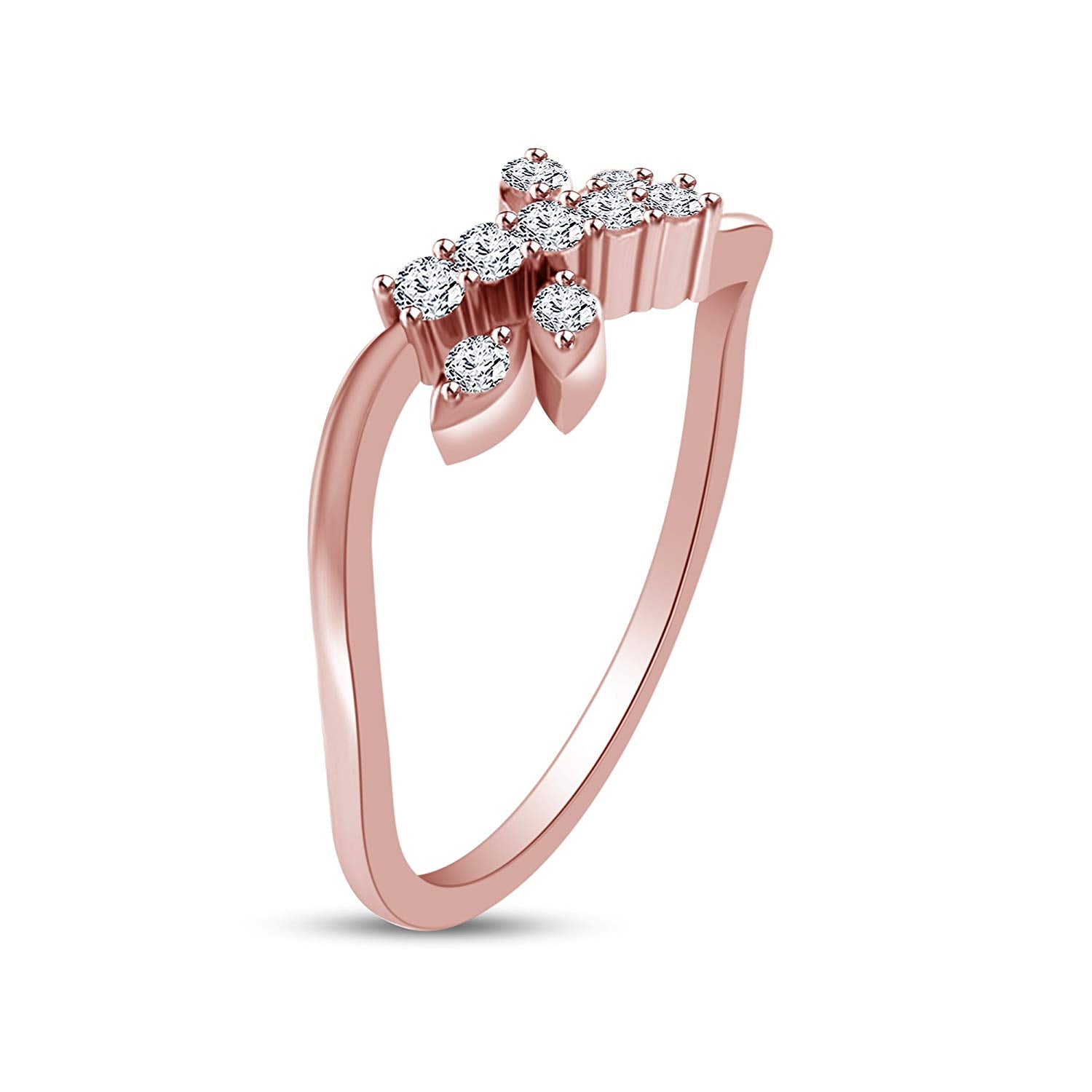 atjewels 14K Rose Gold on 925 Silver Round White CZ Fancy Ring MOTHER'S DAY SPECIAL OFFER - atjewels.in