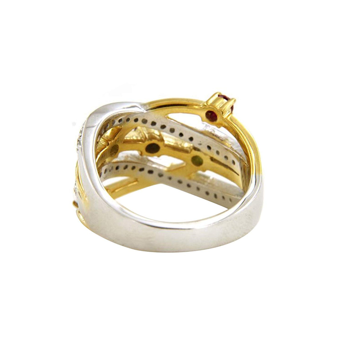 atjewels 14K Yellow and White Gold Over 925 Sterling Silver Round Multicolor Sapphire Engagement Ring For Women's MOTHER'S DAY SPECIAL OFFER - atjewels.in