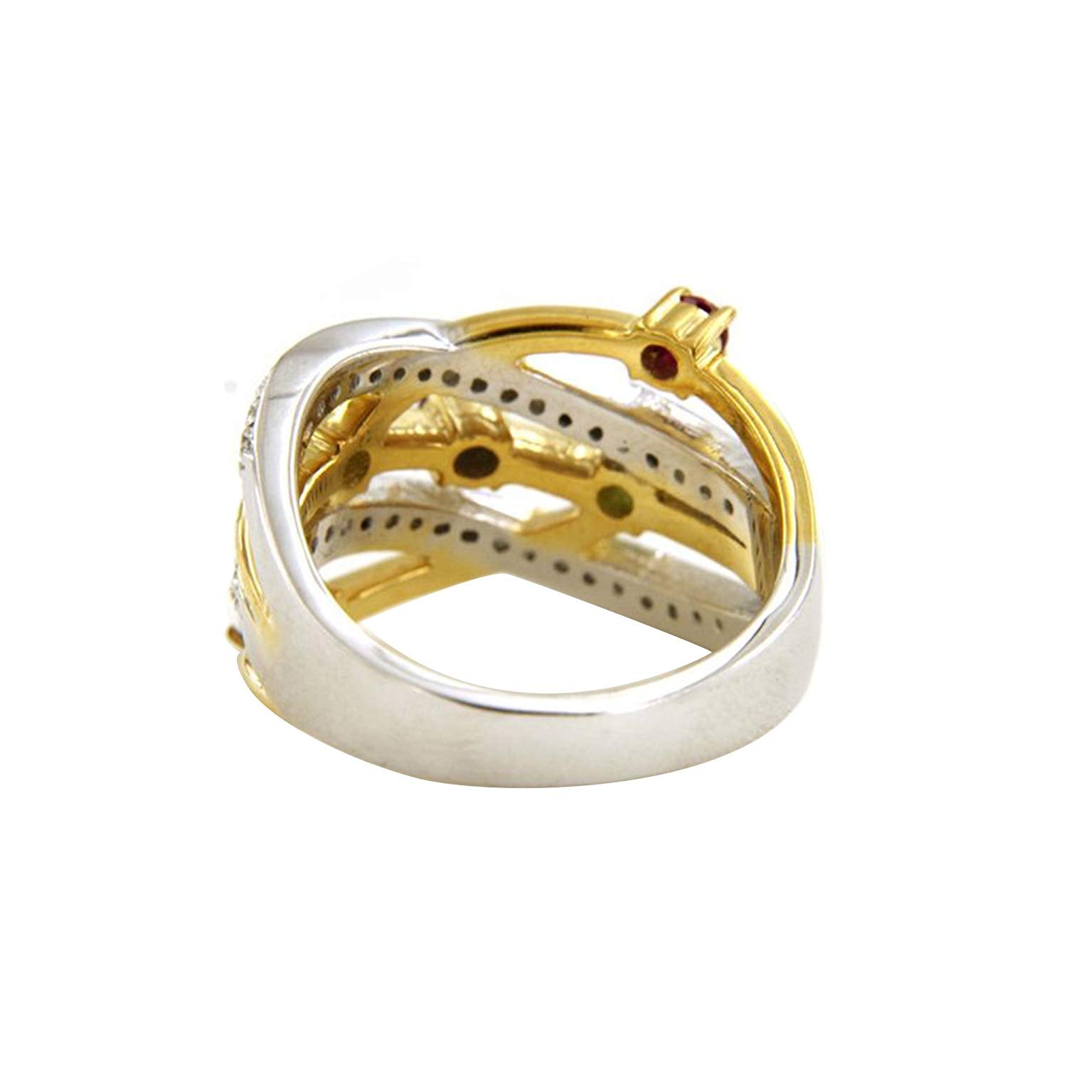atjewels 14K Yellow and White Gold Over 925 Sterling Silver Round Multicolor Sapphire Engagement Ring For Women's MOTHER'S DAY SPECIAL OFFER - atjewels.in