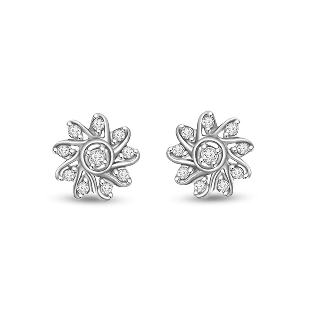 atjewels White Gold Over 925 Sterling Silver Round White Cubic Zirconia Flower Stud Earrings MOTHER'S DAY SPECIAL OFFER - atjewels.in