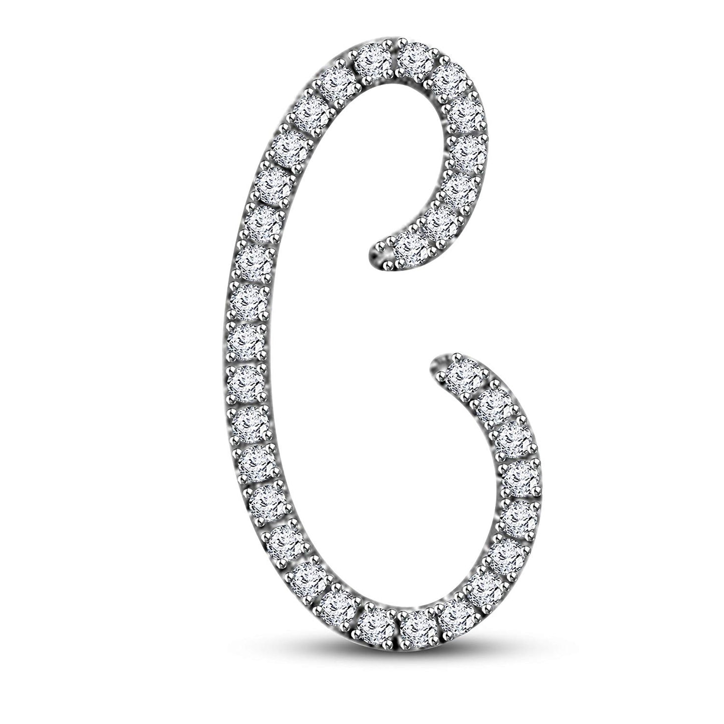atjewels Mothers Day 14K White Gold Over .925 Sterling Silver White Zirconia Alphabet C Letter Pendant MOTHER'S DAY SPECIAL OFFER - atjewels.in