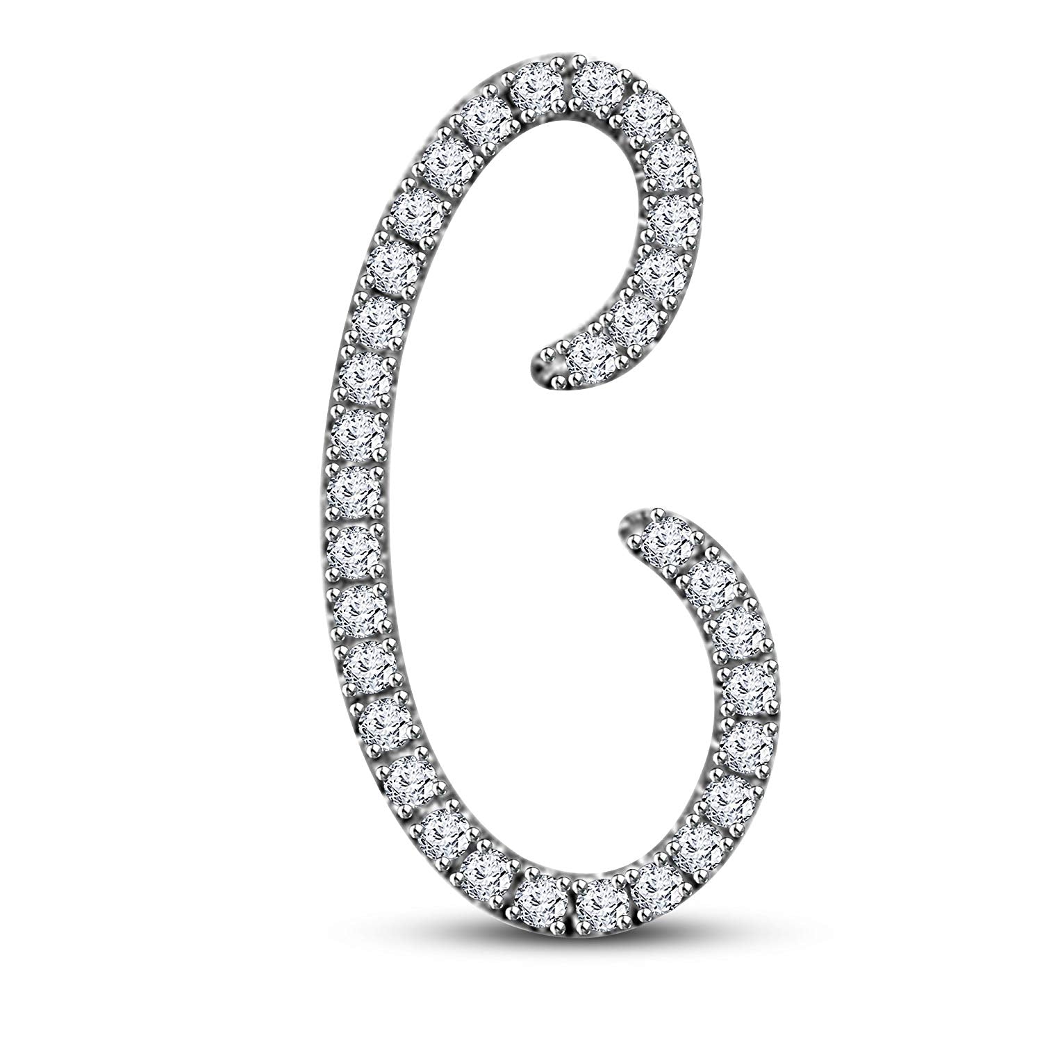 atjewels Mothers Day 14K White Gold Over .925 Sterling Silver White Zirconia Alphabet C Letter Pendant MOTHER'S DAY SPECIAL OFFER - atjewels.in