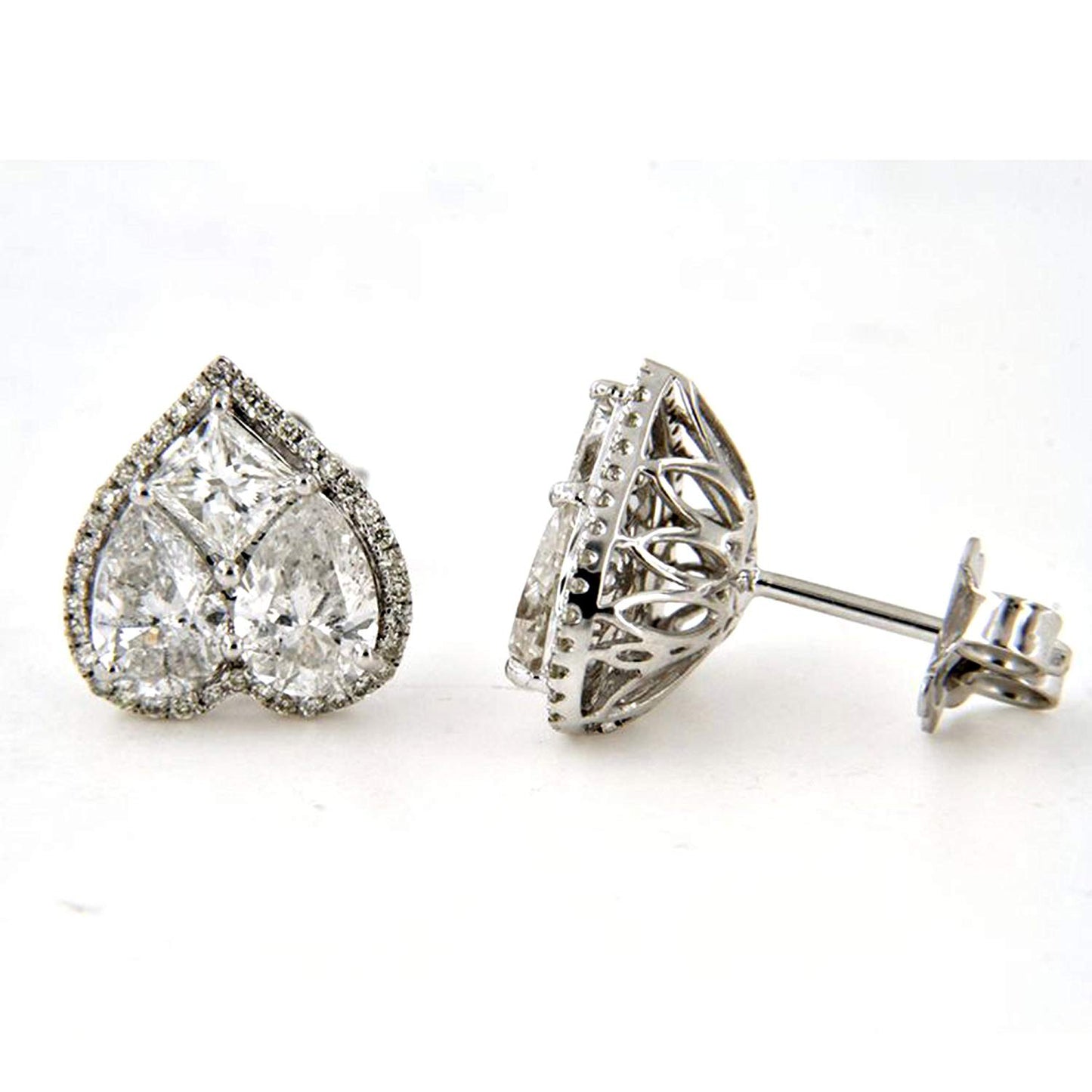 atjewels 14k White Gold Plated on .925 Sterling Silver White CZ Heart Shape Stud Earrings For Women MOTHER'S DAY SPECIAL OFFER - atjewels.in