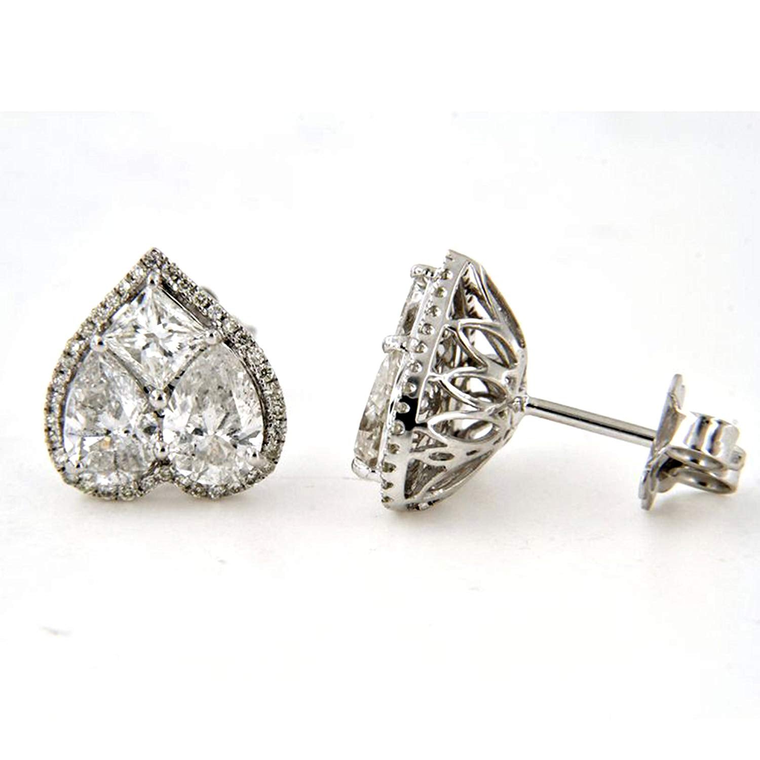 atjewels 14k White Gold Plated on .925 Sterling Silver White CZ Heart Shape Stud Earrings For Women MOTHER'S DAY SPECIAL OFFER - atjewels.in