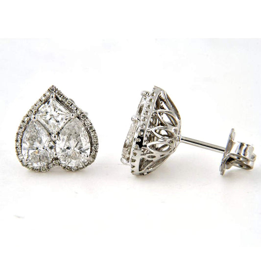 atjewels 14k White Gold Plated on .925 Sterling Silver White CZ Heart Shape Stud Earrings For Women MOTHER'S DAY SPECIAL OFFER - atjewels.in