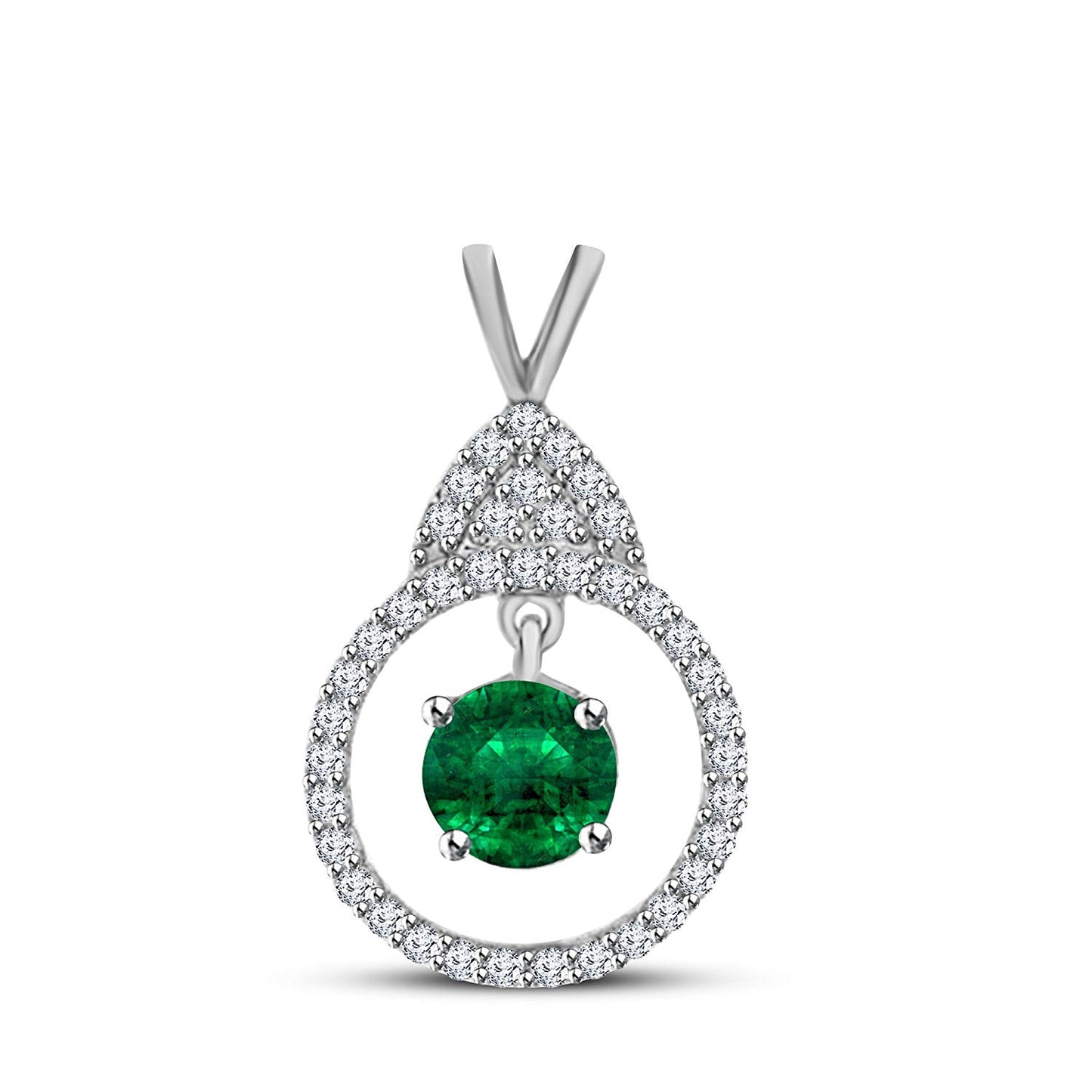 atjewels 14K White Gold Over 925 Sterling With Round Choose Varition Halo Pendant MOTHER'S DAY SPECIAL OFFER - atjewels.in